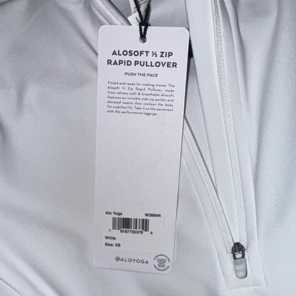 ALO Women's Alosoft White 1/2 Zip Rapid Pullover - Picture 5 of 5